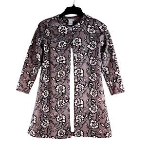 Girls Fancy Coat Jacket Floral Flocked Blush Black Sz12 Sweet Heart Rose Glitter
